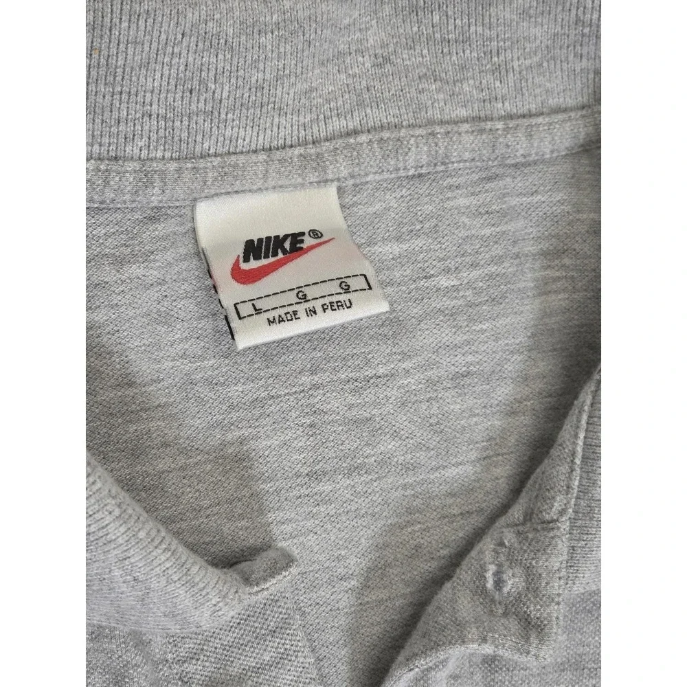 Nike Polo Shirt Mens L Gray Vintage 90s Y2K Short Sleeve Embroidered Swoosh